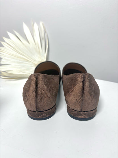 W Shoe Size 39 (8.5 US) Michele Lopriore Brown Fabric NWOT Loafers