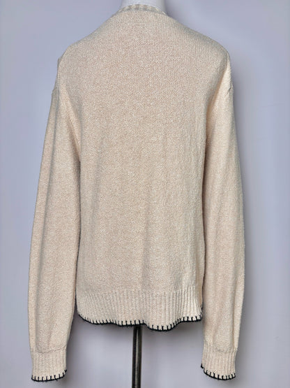 Women Size XS ATM Tan Solid Cotton Blend Cableknit NWT Sweater