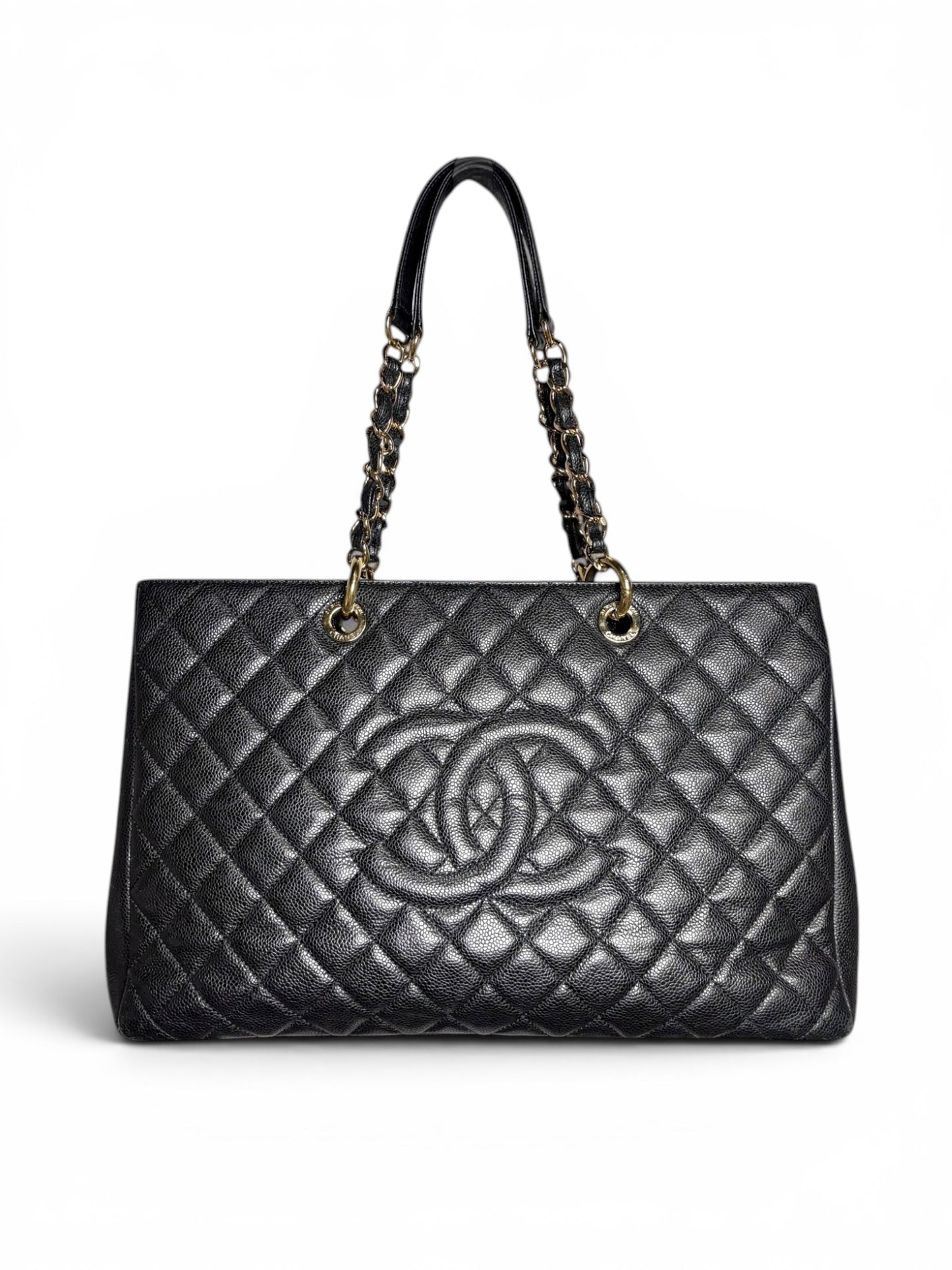 Women's Chanel Grand Shopping Tote XL Pre-owned Black Caviar Leather Large Purse