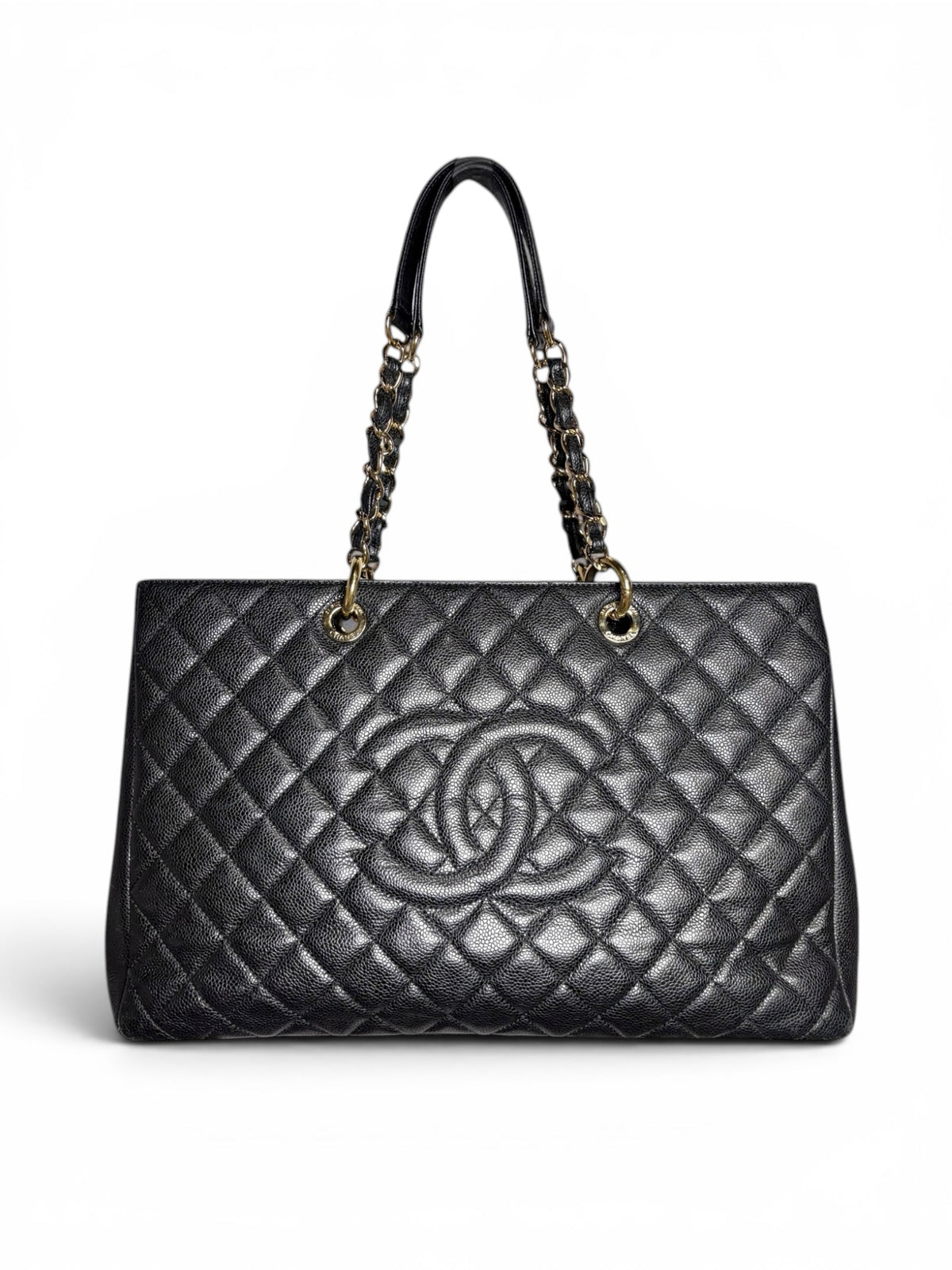 Chanel Extra Large GST Caviar Leather Black Quilted 16" Wide Pre-owned Tote