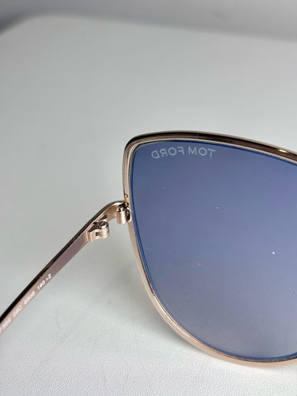 Tom Ford TF569 Rose Gold Elise Women's Pre-owned Silver Metal Sunglasses
