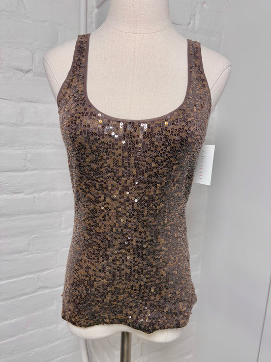 Women Size S Ralph Lauren Black Label Brown Sequins Top