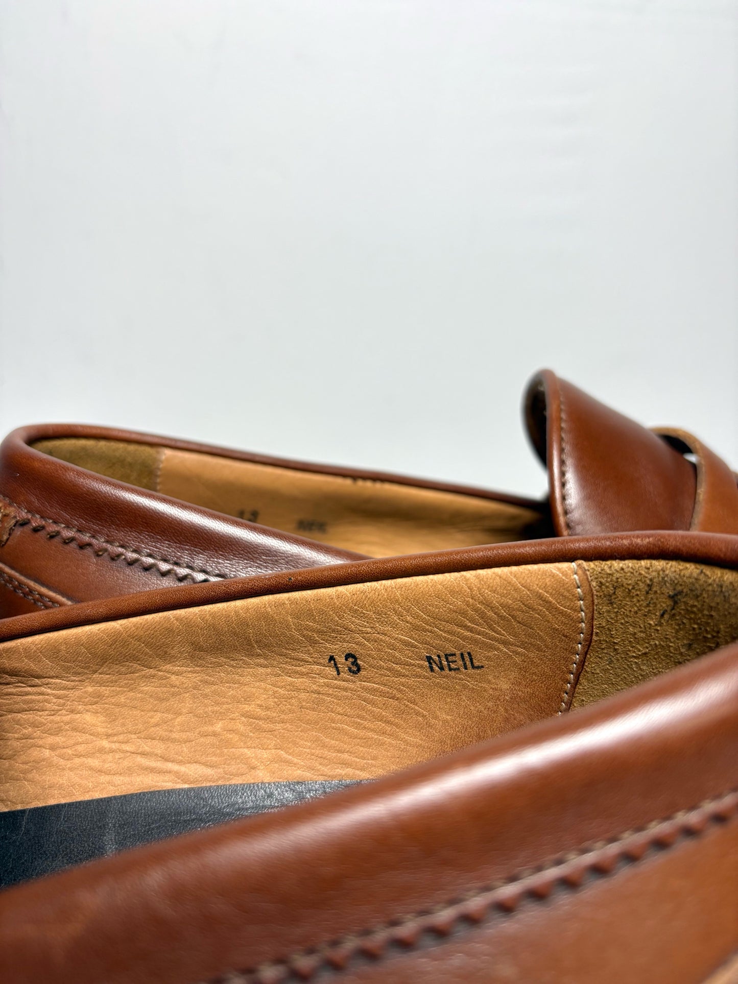 Men's Size 13 Aquaitalia Brown Leather Classic Pre-Owned Penny Loafers