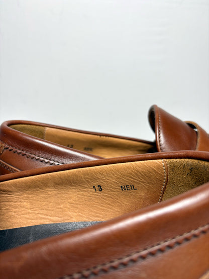 Men's Size 13 Aquaitalia Brown Leather Classic Pre-Owned Penny Loafers