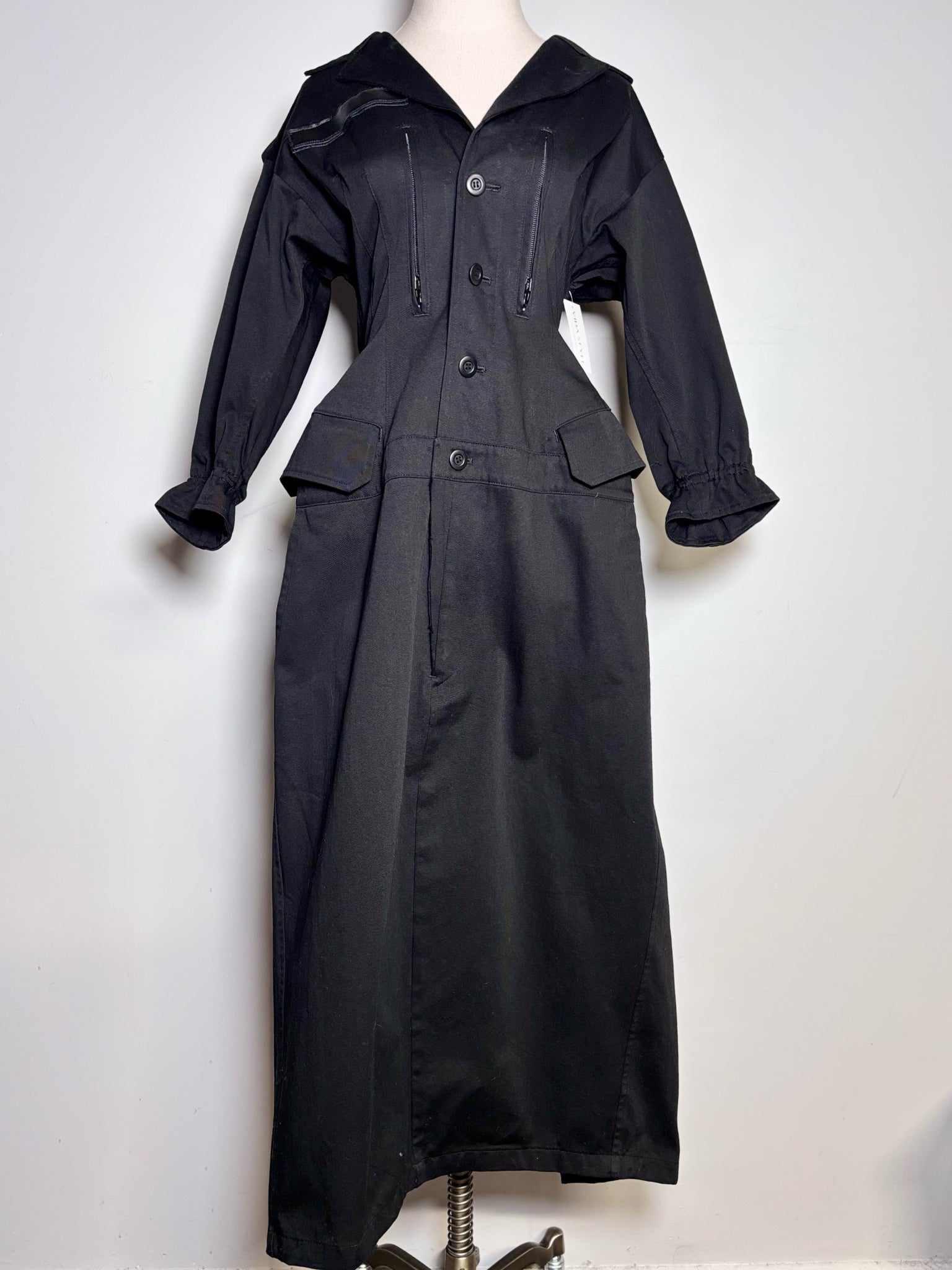 Women Size S (Estimate) Yohji Yamamoto Black Vintage Midi Dress