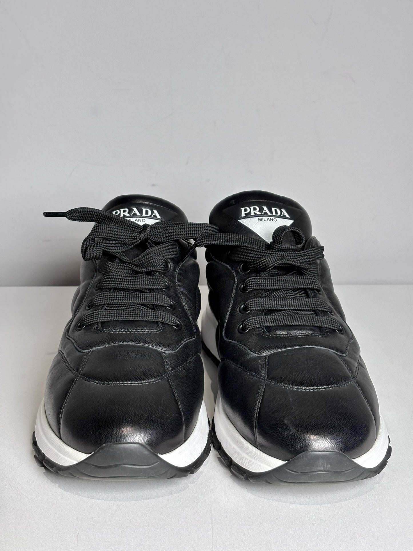 W Shoe Size 40 (10) Prada Prax 01 Black, White Calfskin Women's Sneakers