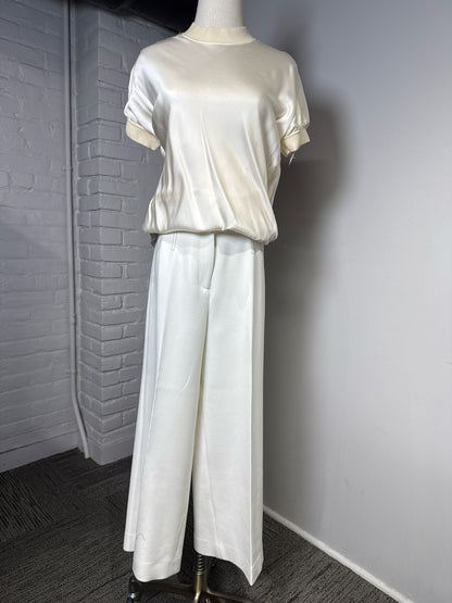 Women Size 8 Veronica Beard Cream Dickey Blazer + Wide Leg Pants