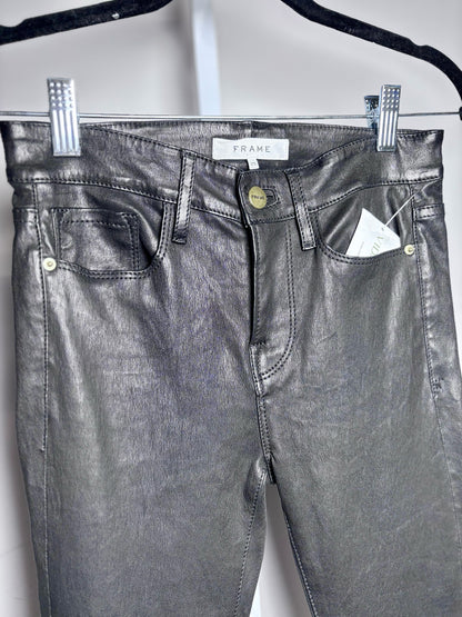 Women Size 25 Frame Black Solid Leather Not Vintage Pants