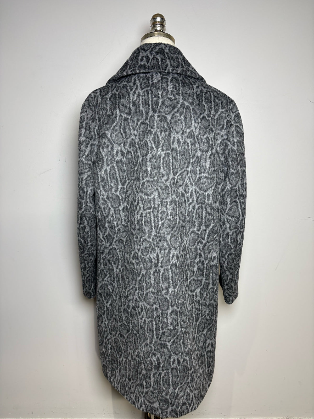 Women's Gerard Darel Black Gray Animal Print Alpaca Camel Hair Blend Pre-Owned Coat