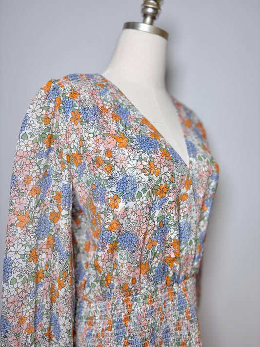 Women Size 10 Veronica Beard White, Purple, Orange, Blue Floral NWTSaera Dress