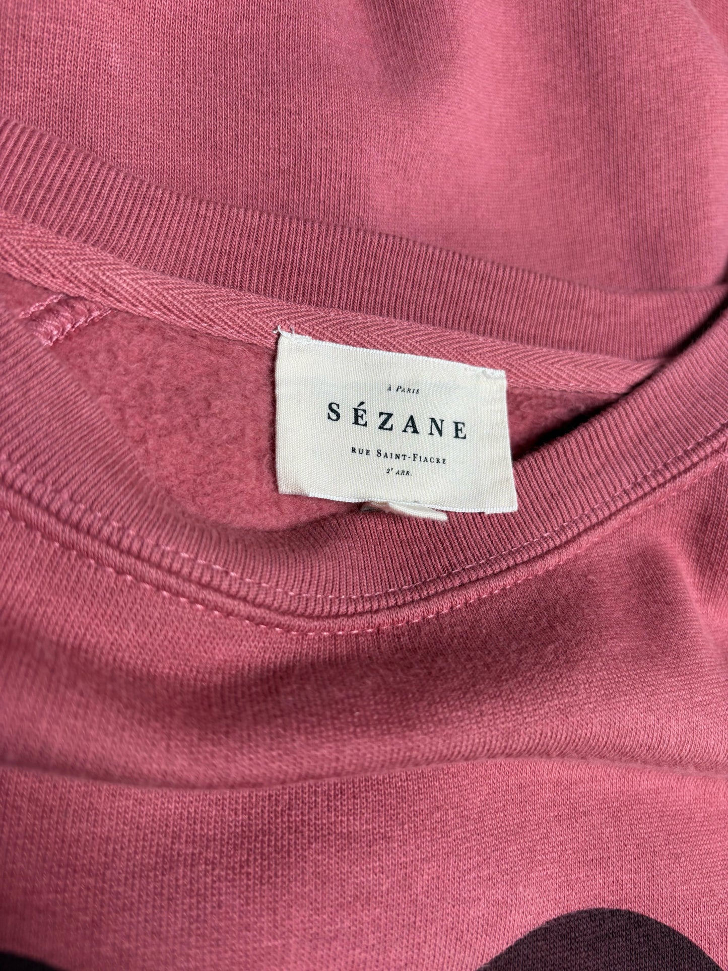 Women Size S Sézane Rosewood/Burgundy Heart La Chamade Pre-Owned Cotton Sweatshirt