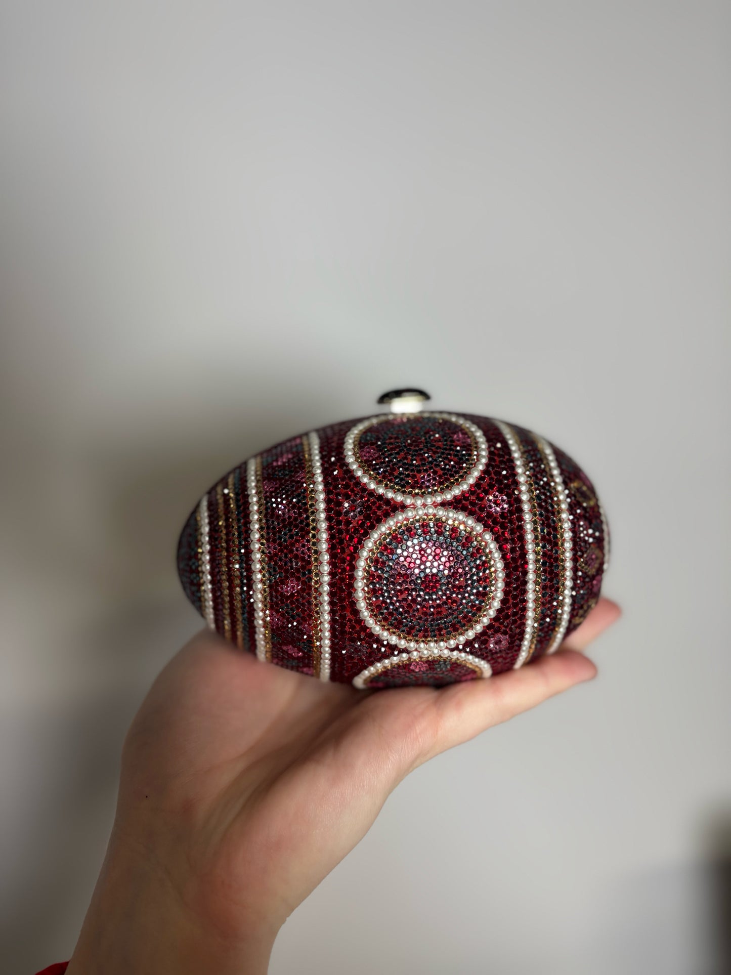 Judith Leiber Swarovski Crystals Egg Vintage Burgundy Purse