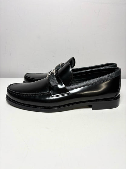 Louis Vuitton Black Leather Solid Mens Shoe Size 8M Men's Pre-owned, NWT Loafers