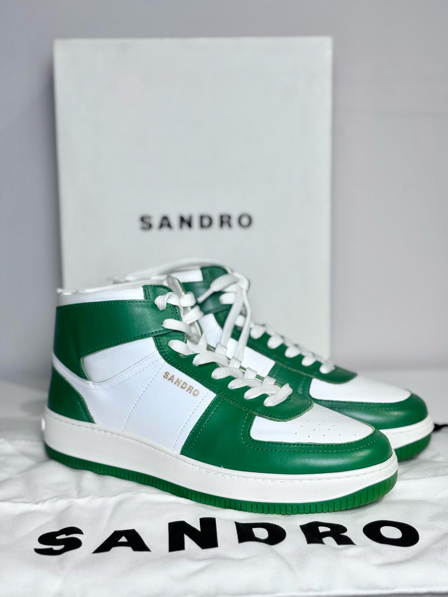 W Shoe Size 40 Sandro Green & white Leather Sneakers