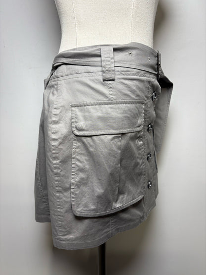 Women Size 8 Burberry Brit Taupe Pure Cotton Pre-Owned Mini Utility Skirt