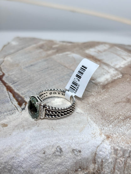 David Yurman Petite Wheaton Prasiolite, Pave' Diamonds Sz 6 Ring