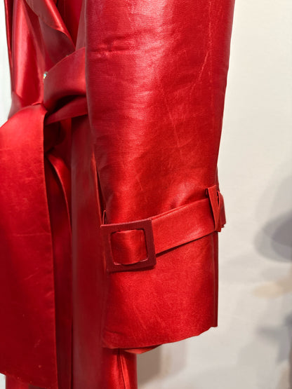 Women Size 8 Edition Georges Chakra Couture Long Red Trench Coat/Dress Coat