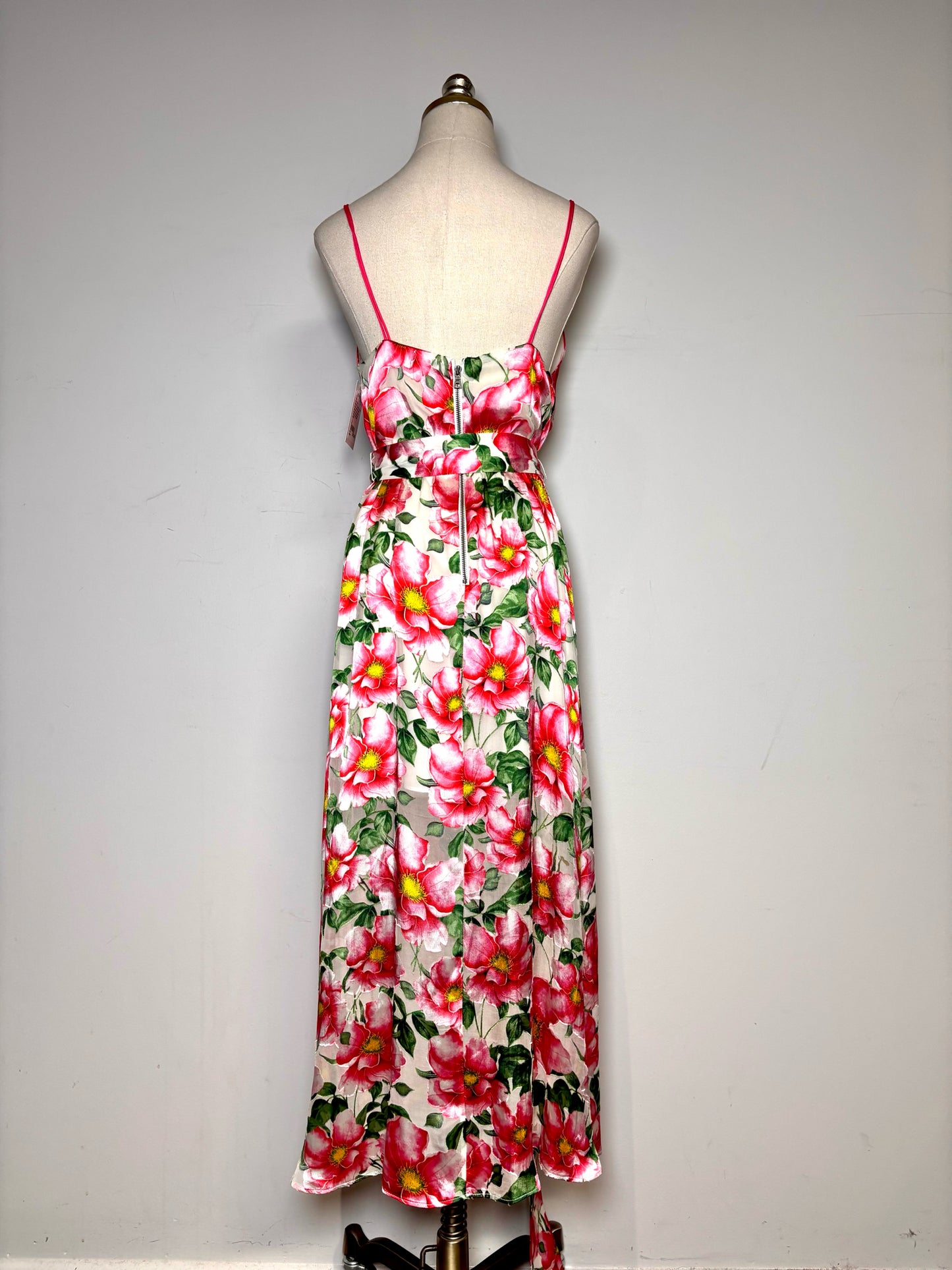 Women Size 2 Alice + Olivia White, Pink, Green Floral Silk Blend Pre-owned Dress