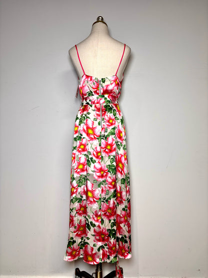Women Size 2 Alice + Olivia White, Pink, Green Floral Silk Blend Pre-owned Dress
