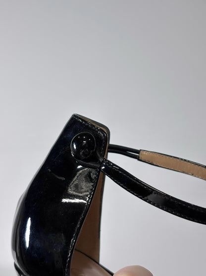 W Shoe Size 37.5 (7 US) Gianvito Rossi Black Leather Patent Pre-owned, NWT Heels