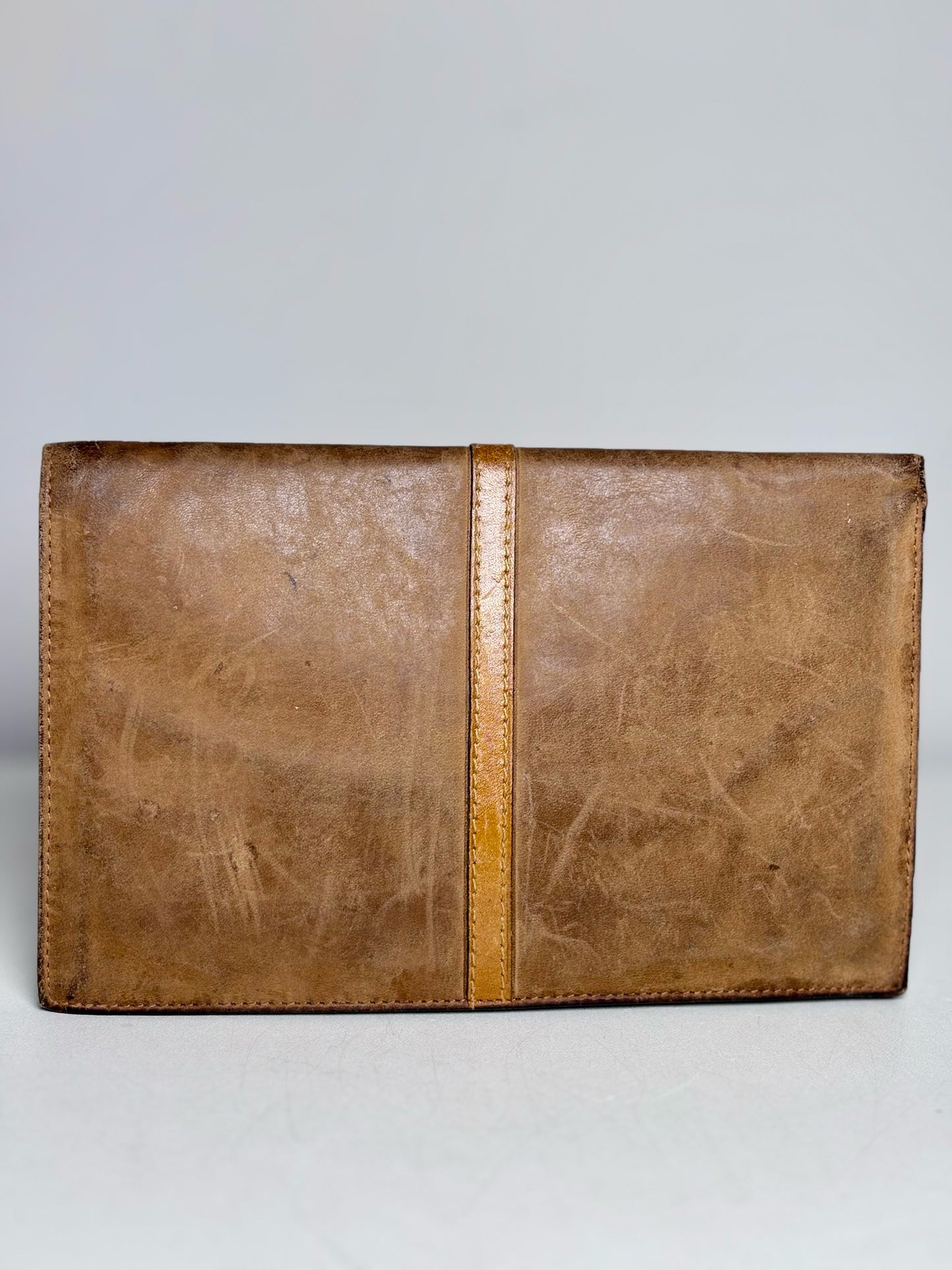 Umberto Italy Vintage Suede, Cowhide Leather Pre-owned Caramel, Beige Purse