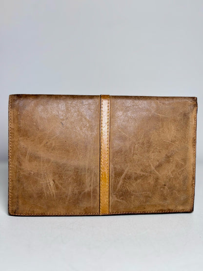 Umberto Italy Vintage Suede, Cowhide Leather Pre-owned Caramel, Beige Purse
