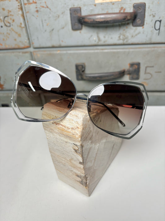 18k White Gold-Plated Linda Farrow White Gold Sunglasses