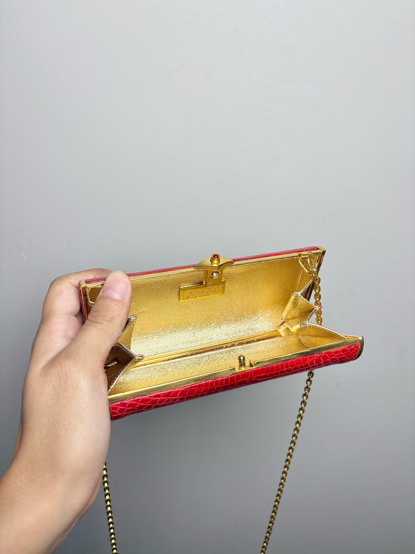 Judith Leiber Leather Red Cowhide Purse