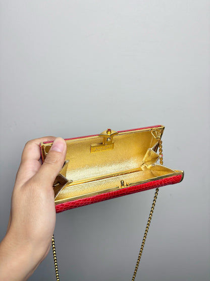 Judith Leiber Leather Red Cowhide Purse