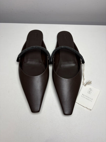 Women's Shoe Size 40 Brunello Cucinelli Brown Monili Strap NWT Pre-Owned Mule Slip-Ons
