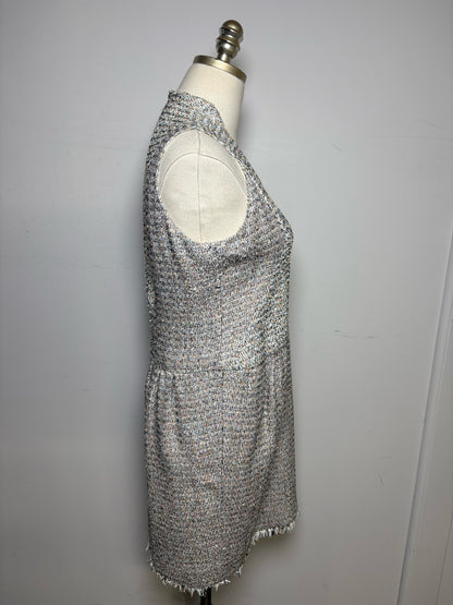 Women's French Size 38 Authentic Chanel 2011 Spring Runway Cream Multicolor Tweed Pre-Owned Sleeveless Dress