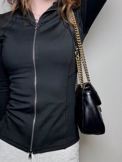 Gucci GG Marmont Flap Quilted Medium Leather Pre-owned Black Lambskin Purse