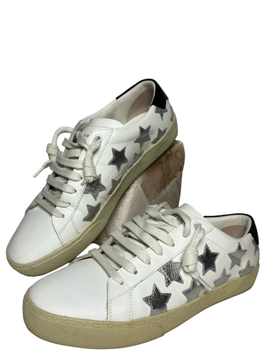 Women's Shoe Size 38 (US 8) Saint Laurent White & Silver Star Pre-Owned Sneakers