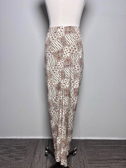 Women Size 8 Veronica Beard Cream Abstract Art Silk, 2-Piece Set