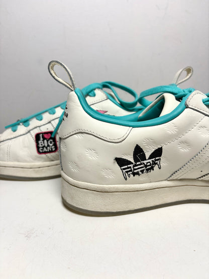 Men Shoe Size 10 Adidas Superstar x Arizona Iced Tea White & Teal Leather Pre-Owned Sneakers