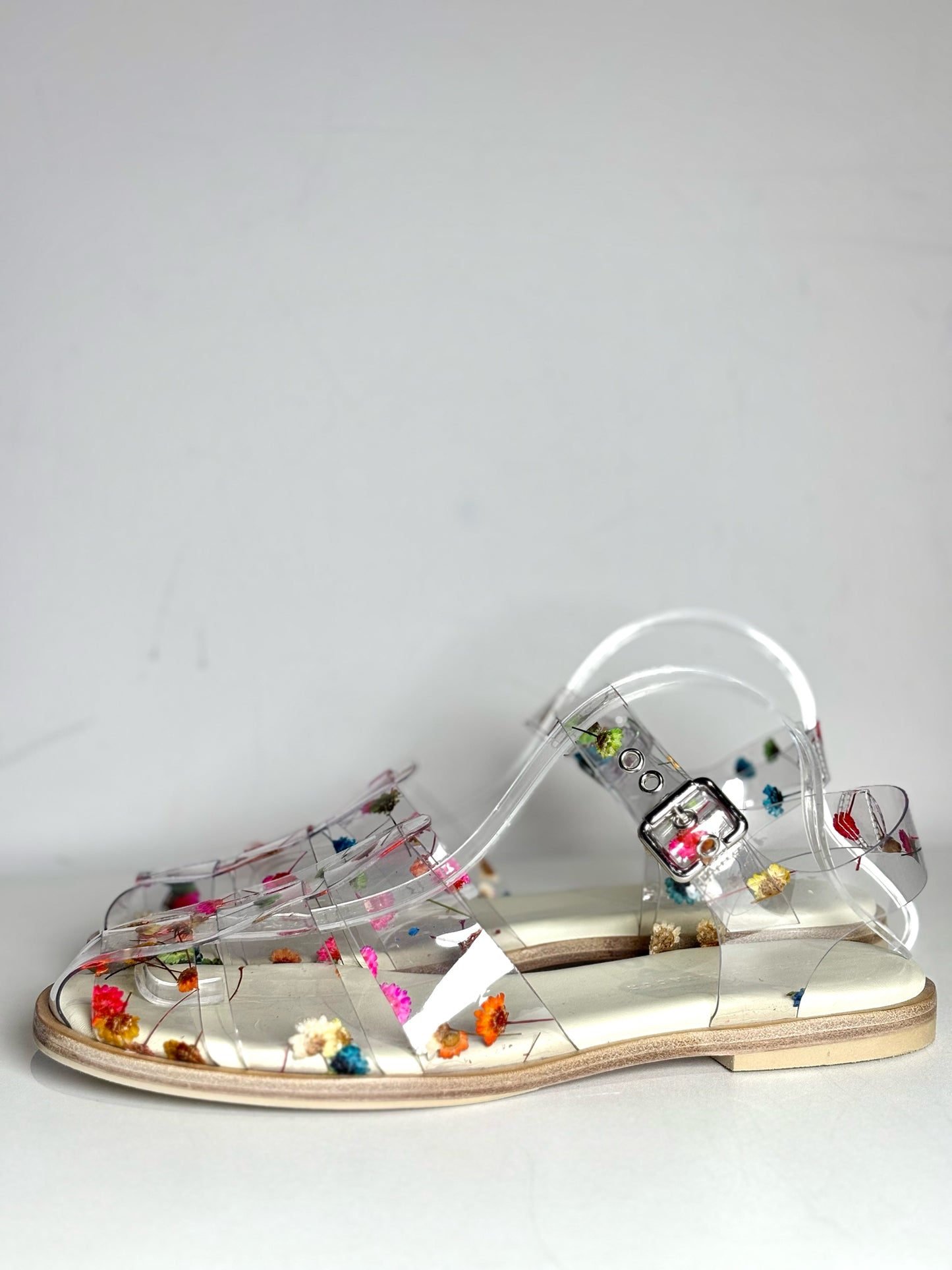W Shoe Size 10 Freda Salvador Sera Fisherman Pressed Flower PVC Pre-owned Sandal