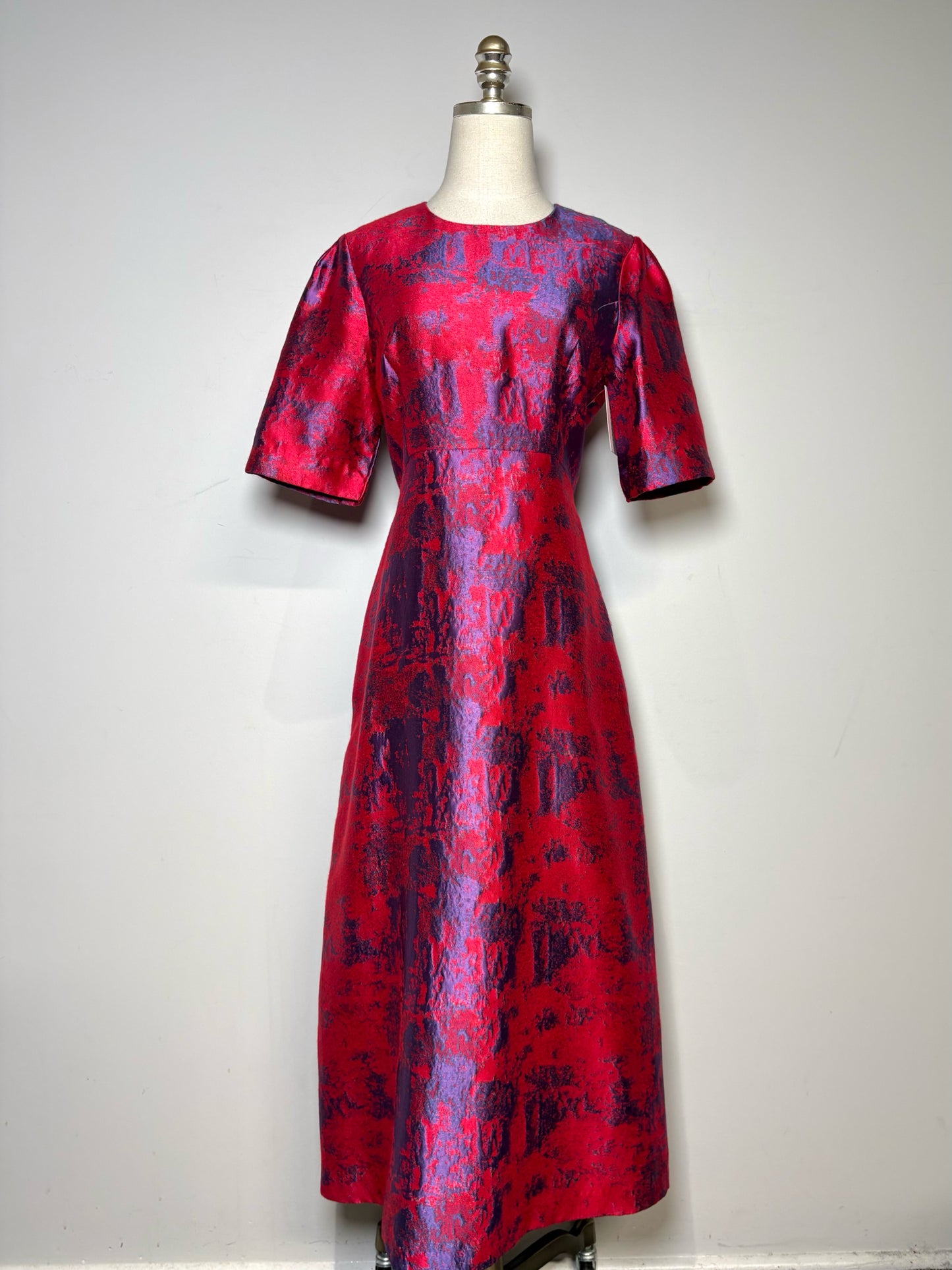 Women Size M Tuckernuck Purple, Red Jacquard Poly Blend Women's Pre-owned Dress