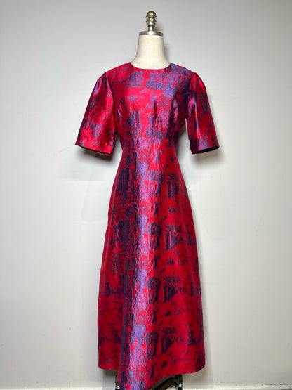 Women Size M Tuckernuck Purple, Red Jacquard Poly Blend Women's Pre-owned Dress