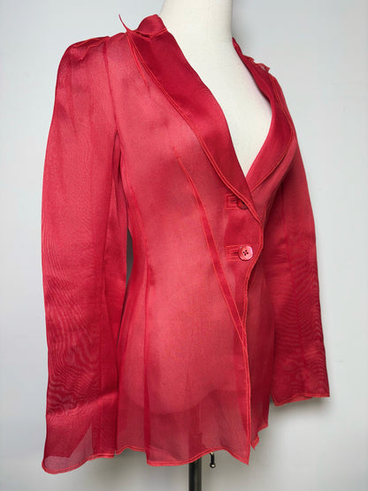 Women Size S Richard Tyler Collection Red Mesh Unknown Vintage Jacket