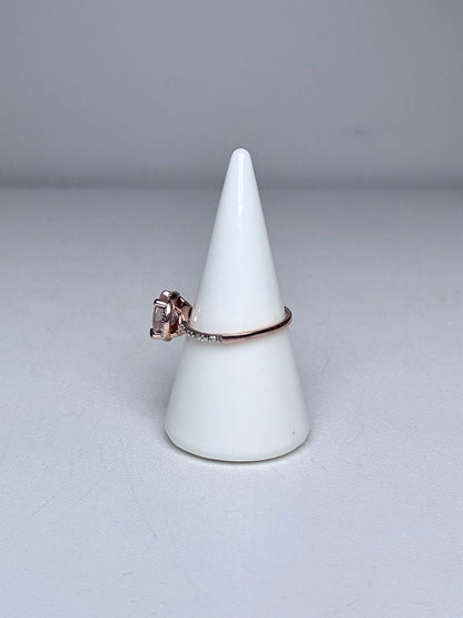 10k Rose Gold Rina Limor Morganite w/Diamond Accents Blush Sz 6.5 Ring | Pre-owned