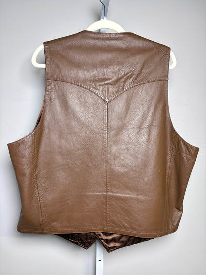 Scully Brown Leather Solid Men's Vintage 46 (L, XL) Vest