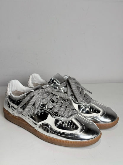W Shoe Size 7/7.5 Alohas Metallic Silver Sustainable Leather Women's Sneakers