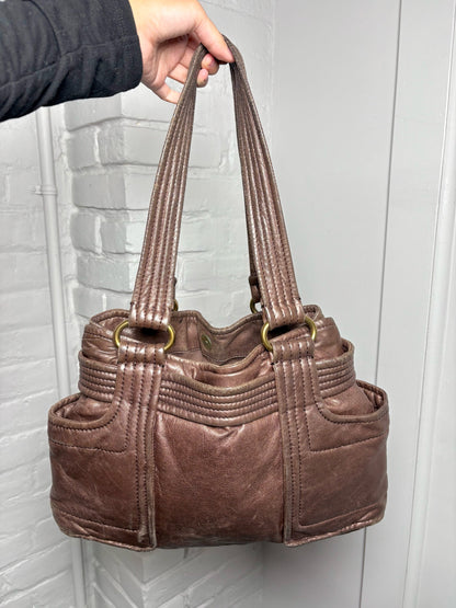 Kooba Solid Leather Bronze Shoulder Purse