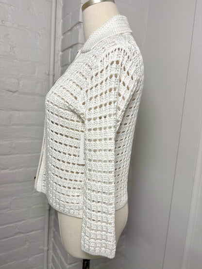 Women Size XS Vince White Knitted Cardigan Sweater