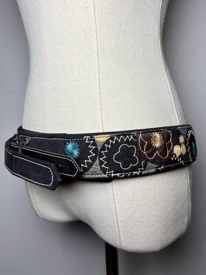 Women Dries Van Noten Leather, Cotton 80 (Small US) Embroidery Pre-owned Belt