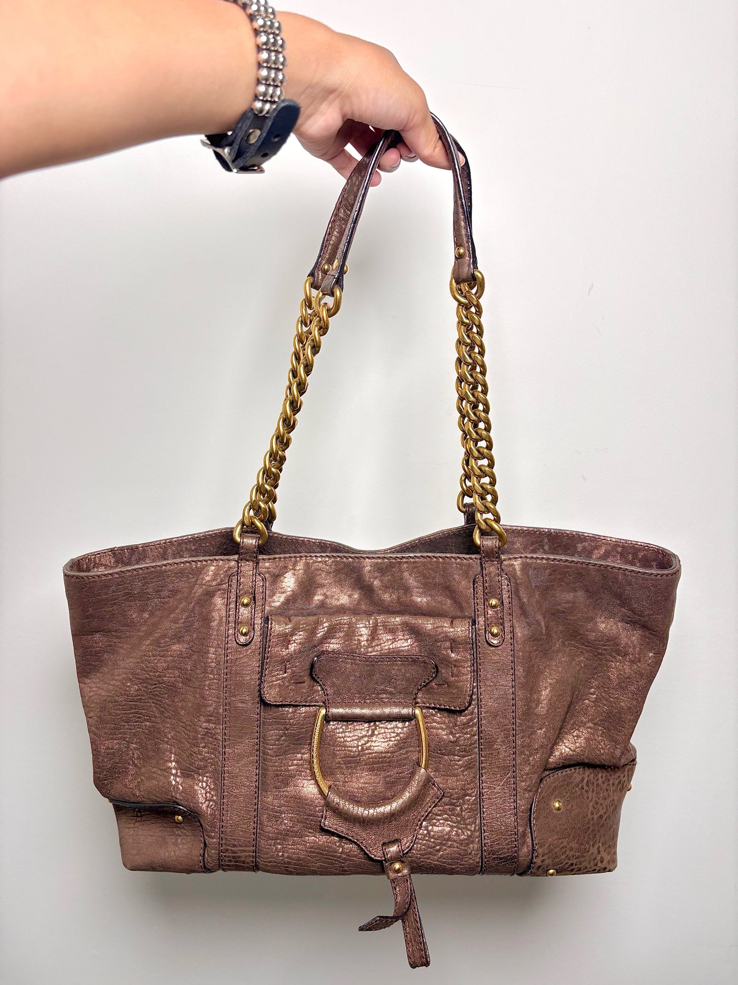 Leather Dolce & Gabbana Vintage Leather Bronze Medium Purse