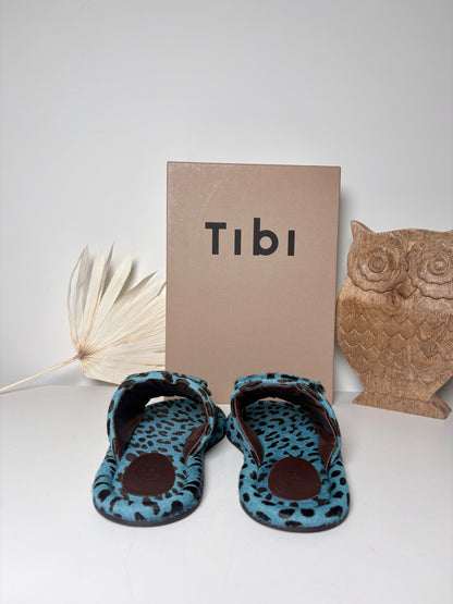 W Shoe Size 38 (7.5) Tibi Black, Turquoise Calf Hair NWT Slip-ons