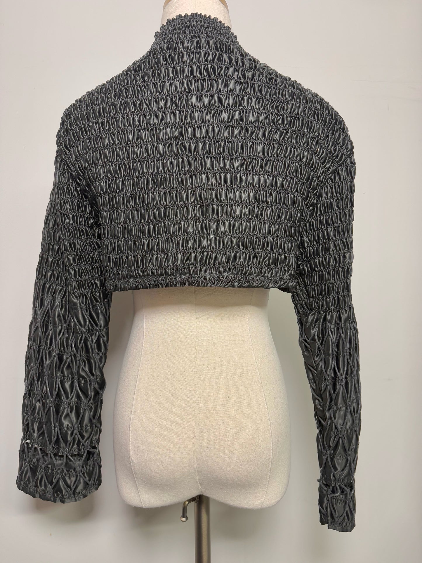 Women Size M Leber Barbara Black Woven Cropped Jacket