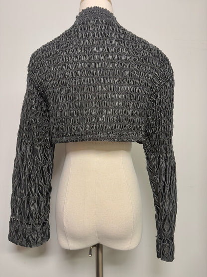 Women Size M Leber Barbara Black Woven Cropped Jacket