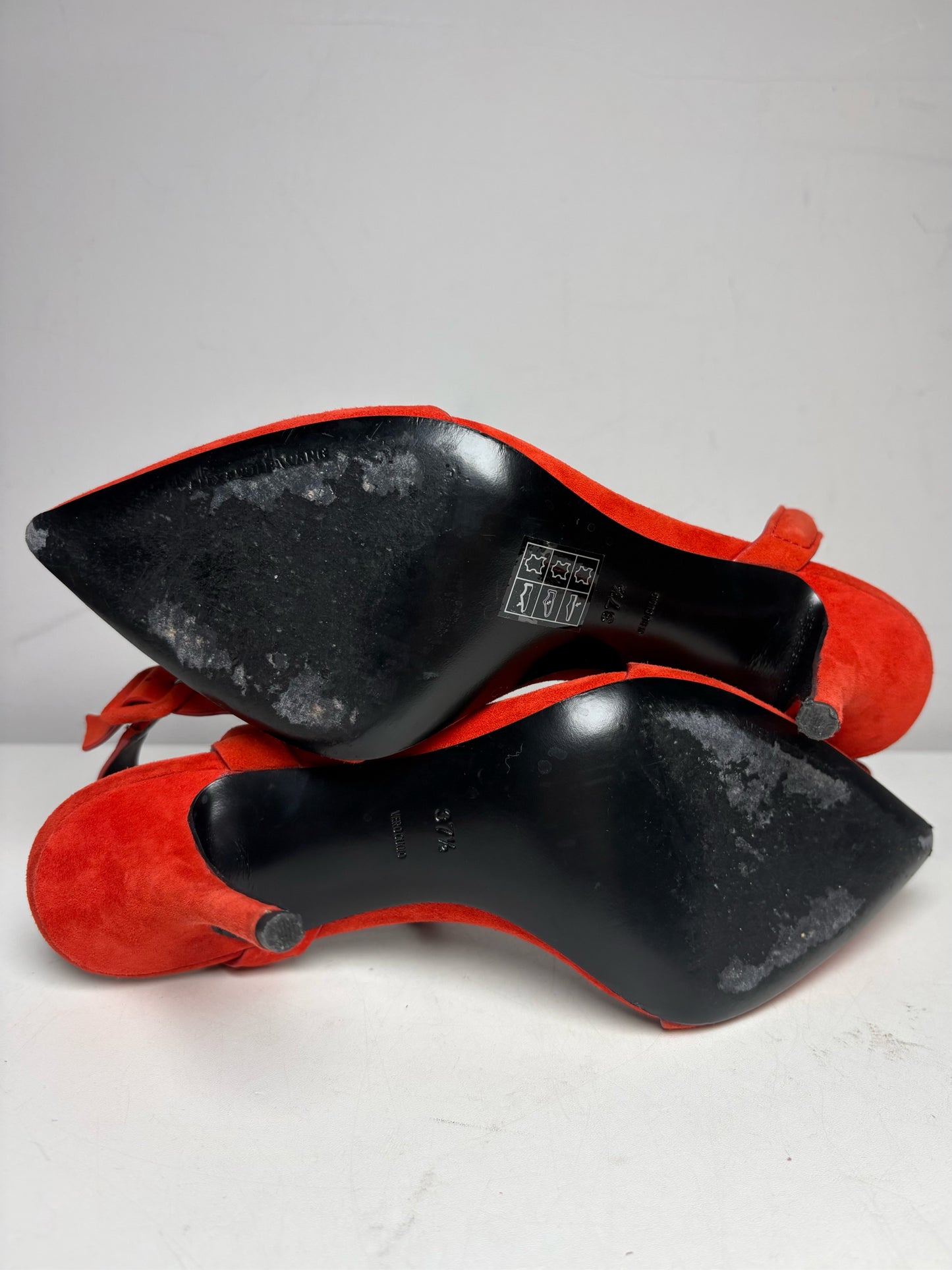Women's Shoe Size 37.5 Alexander Wang Lovisa Red Suede Pre-Owned Pointed Toe Heels